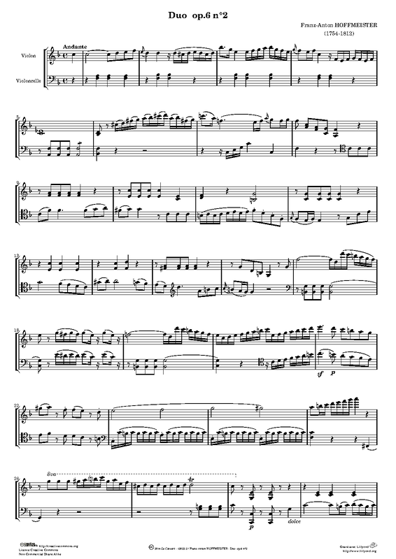 Duet for Violin and Cello in F major, Op.6 No.2 (Hoffmeister, Franz