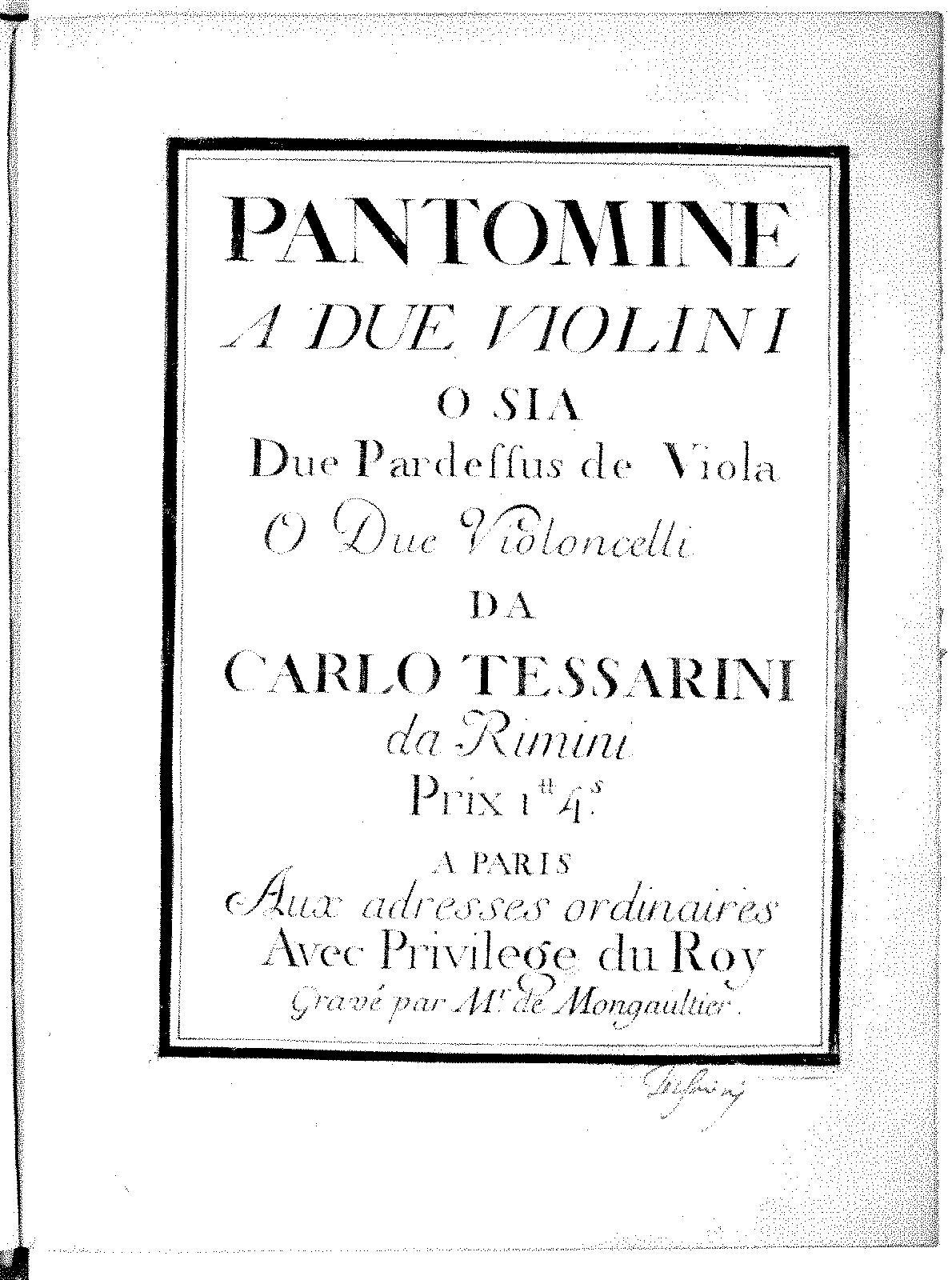 Pantomime for 2 Violins (Tessarini, Carlo) - IMSLP