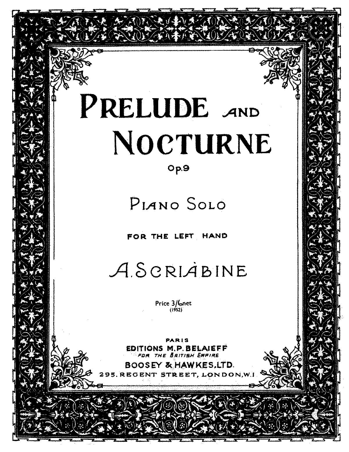 Prelude And Nocturne For The Left Hand, Op.9 (Scriabin, Aleksandr) - IMSLP