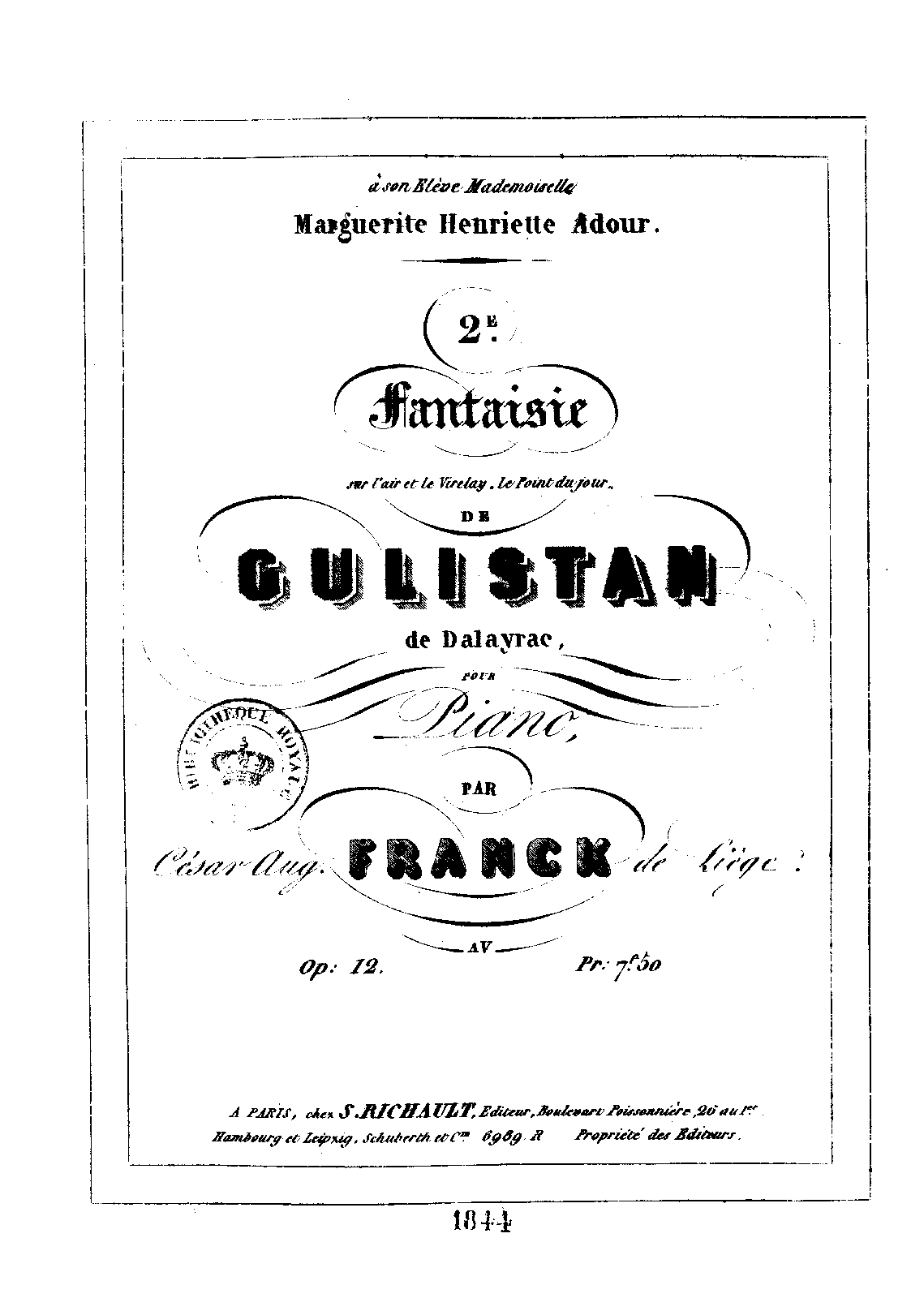 Fantasy No.2 on the Air and the Virelay "Point du jour" by 'Gulistan' by Dalayrac