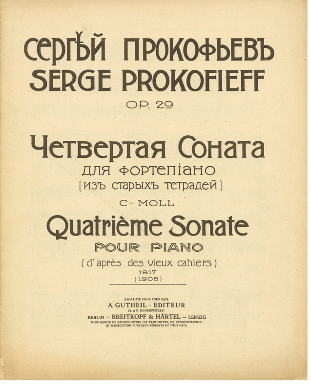 Piano Sonata No.4, Op.29 (Prokofiev, Sergey) IMSLP