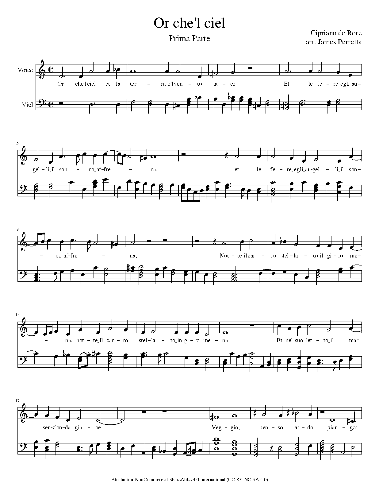 Or che'l ciel et la terra e'l vento tace (Rore, Cipriano de) IMSLP