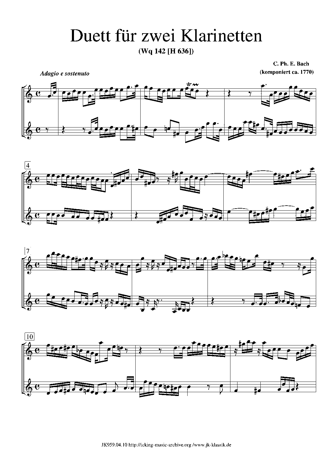 Duet for in C major, H.636 (Bach, Carl Philipp Emanuel) IMSLP