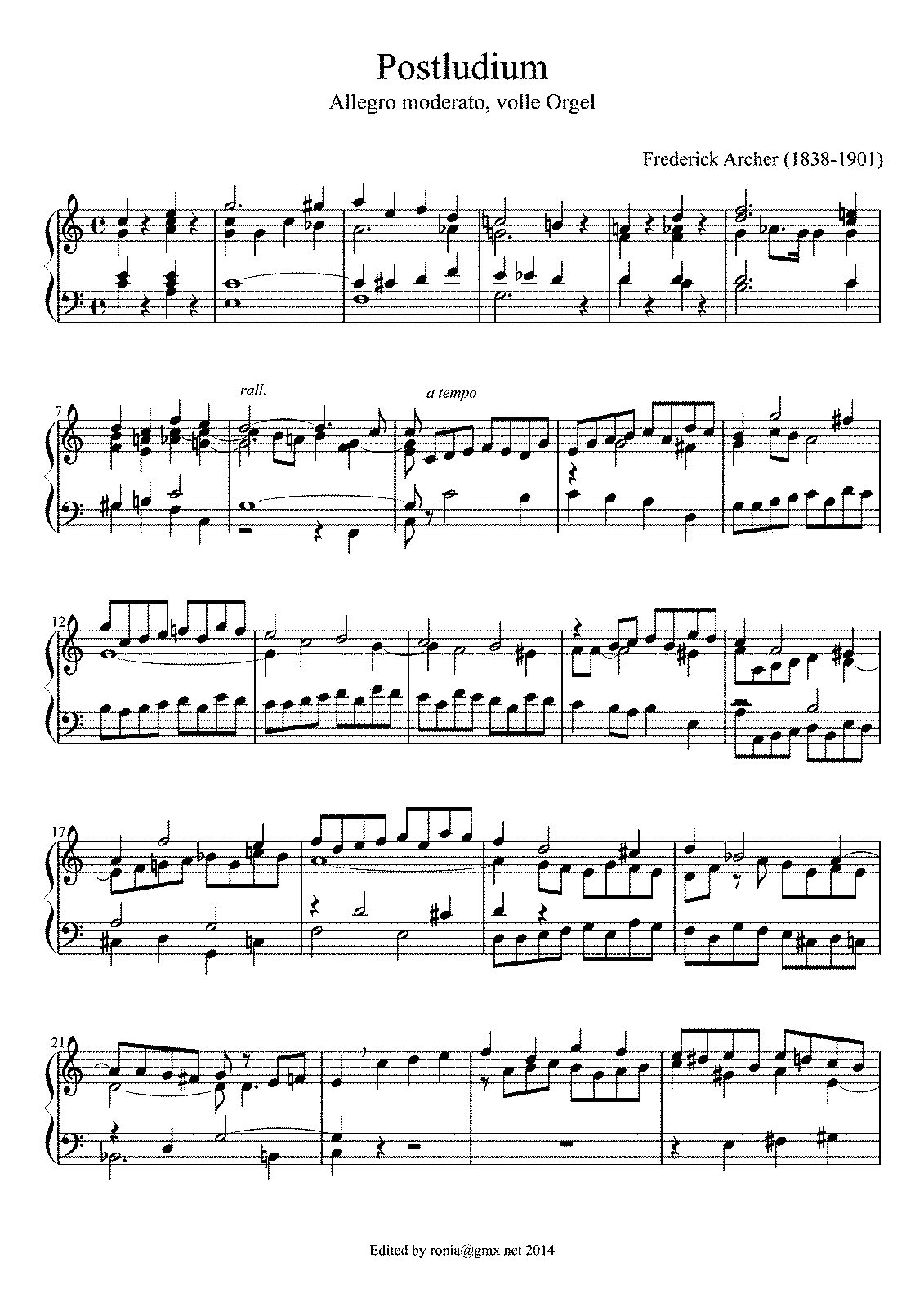 Postludium in C major (Archer, Frederic) - IMSLP