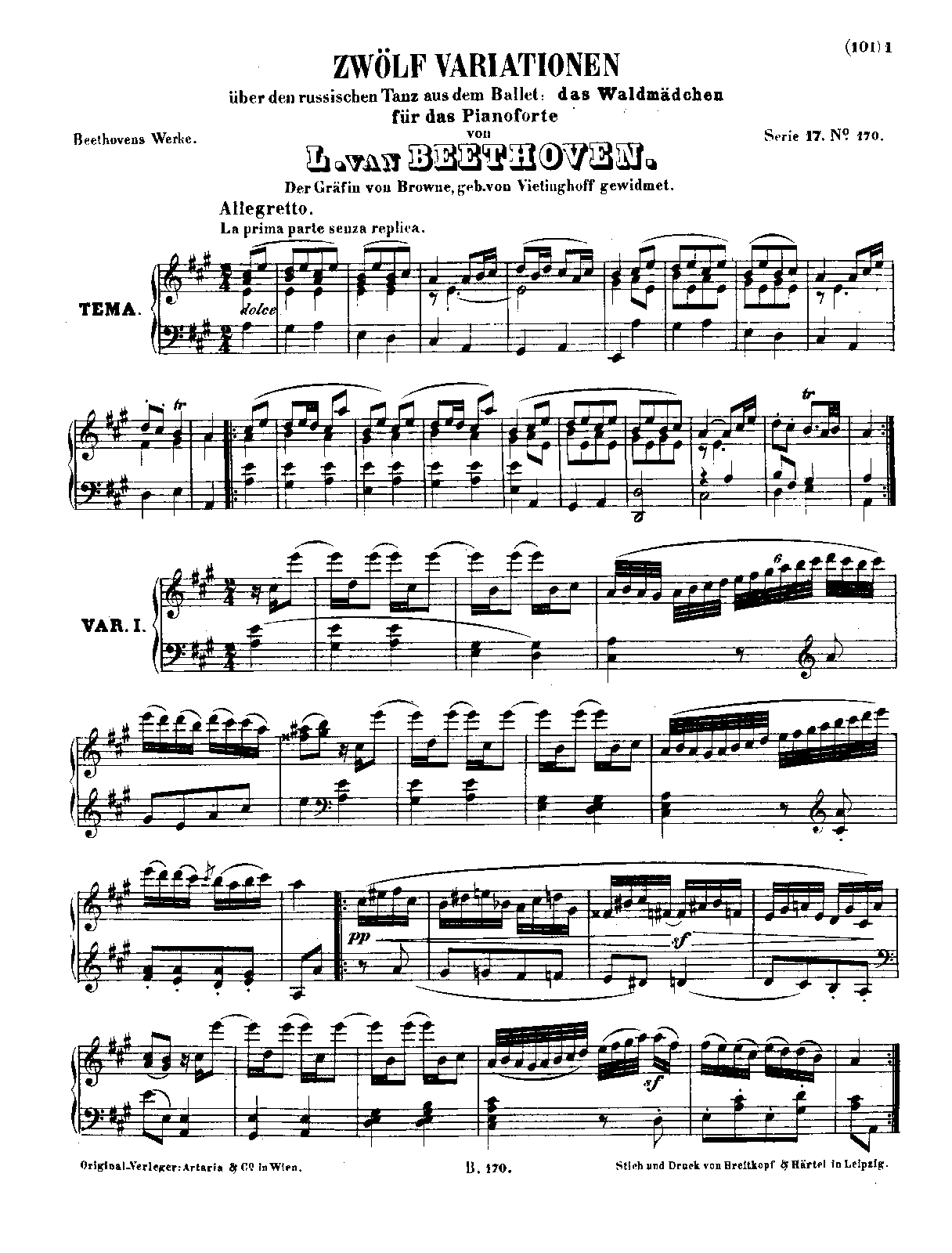 12 Variations on the Russian Dance from the Ballet 'Das Waldmädchen'