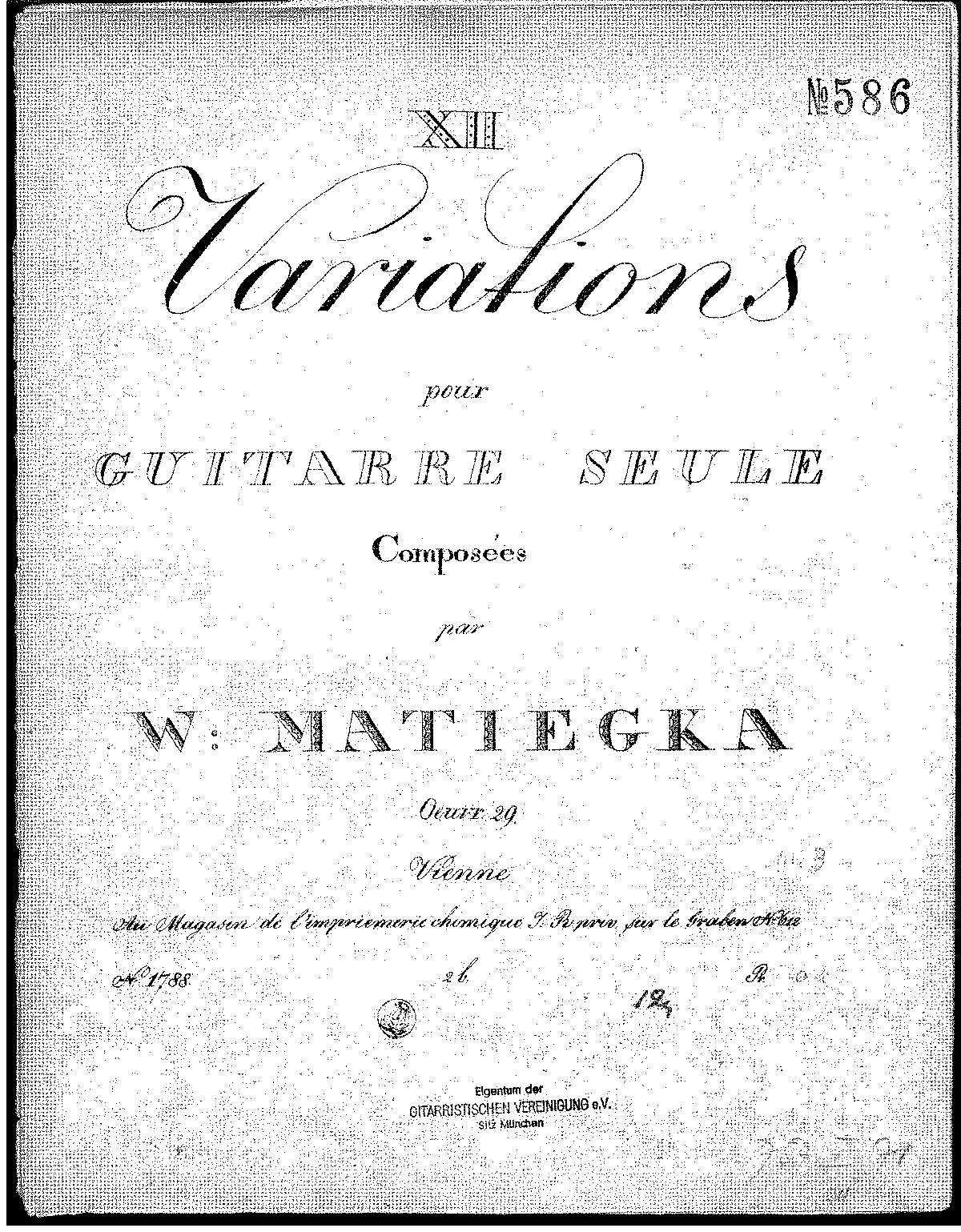 12 Variations pour Guitar Seule, Op.29 (Matiegka, Wenzel Thomas) - IMSLP