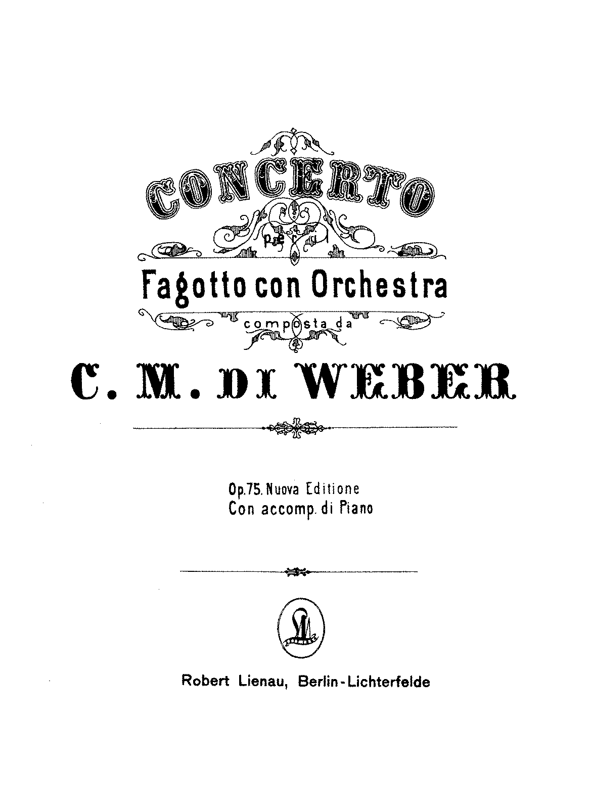 Bassoon Concerto In F Major Op 75 Weber Carl Maria Von Imslp Free Sheet Music Pdf Download