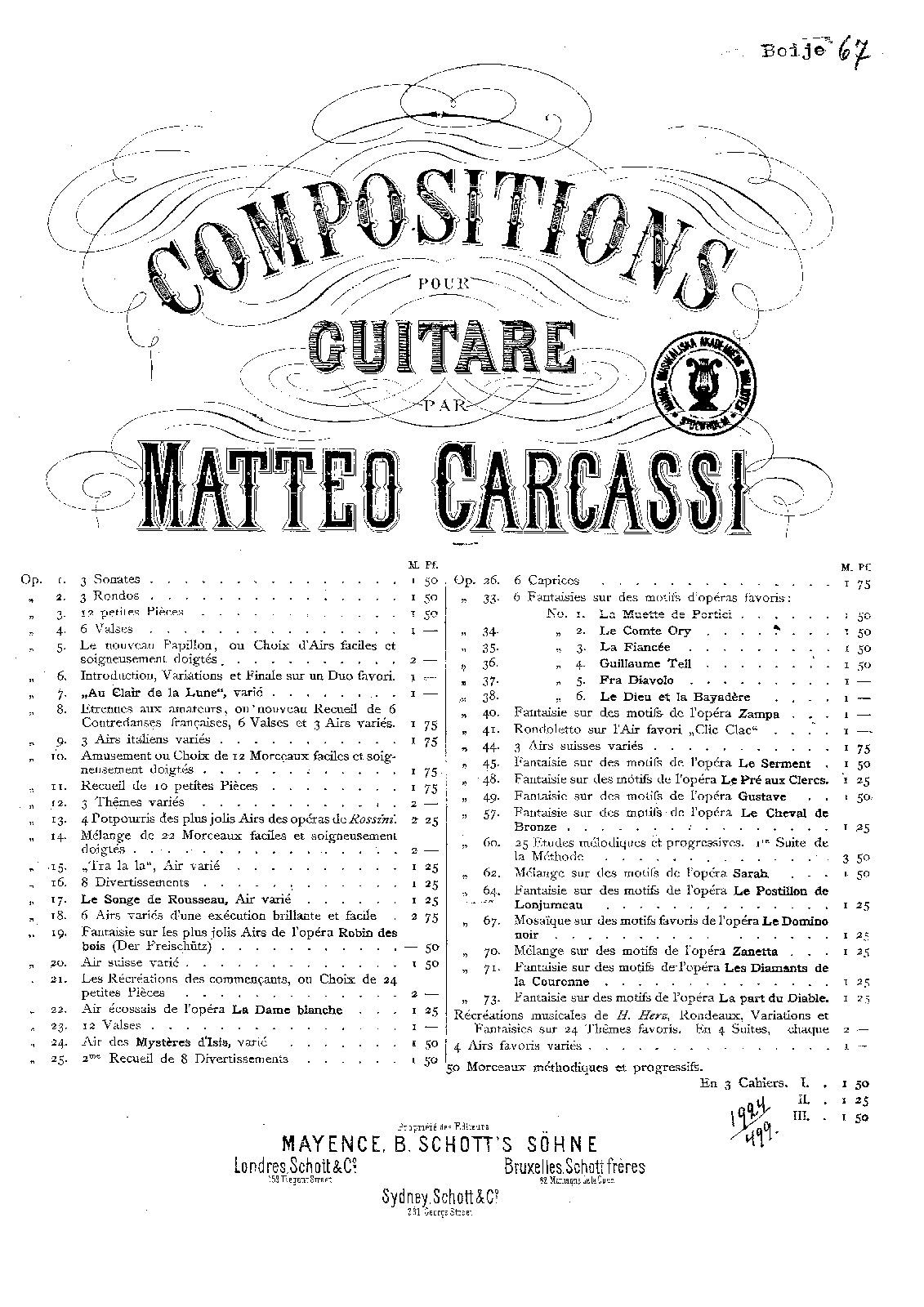 Fantaisie sur l'opera 'Le postillon de Lonjumeau'