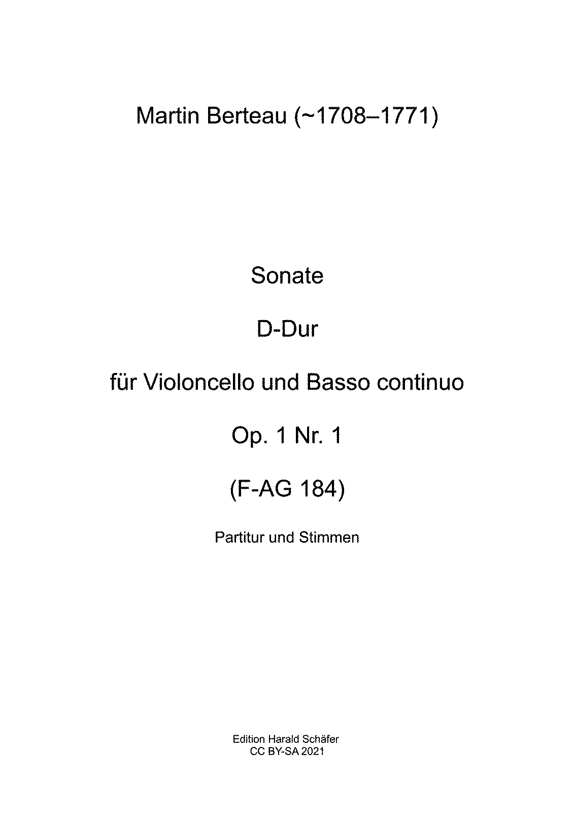 Cello Sonata In D Major, Op.1 No.1 (Berteau, Martin) - IMSLP