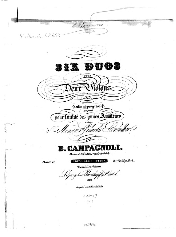 6 Violin Duos, Op.14 (Campagnoli, Bartolomeo) IMSLP