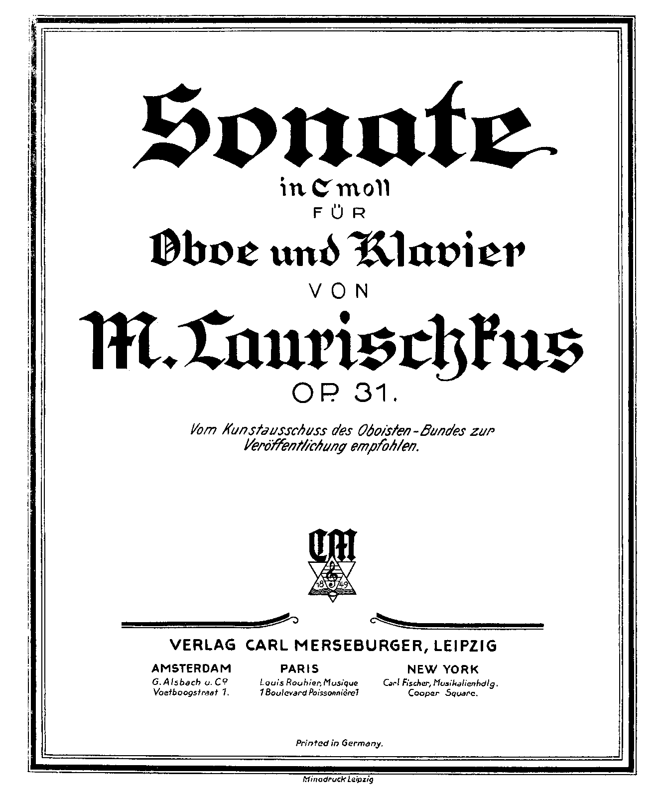 Oboe Sonata, Op.31 (Laurischkus, Max) IMSLP