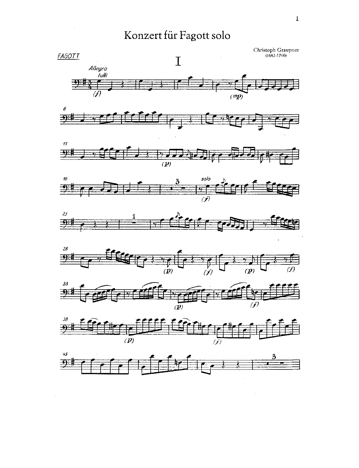 Bassoon Concerto in G major, GWV 328 (Graupner, Christoph) IMSLP