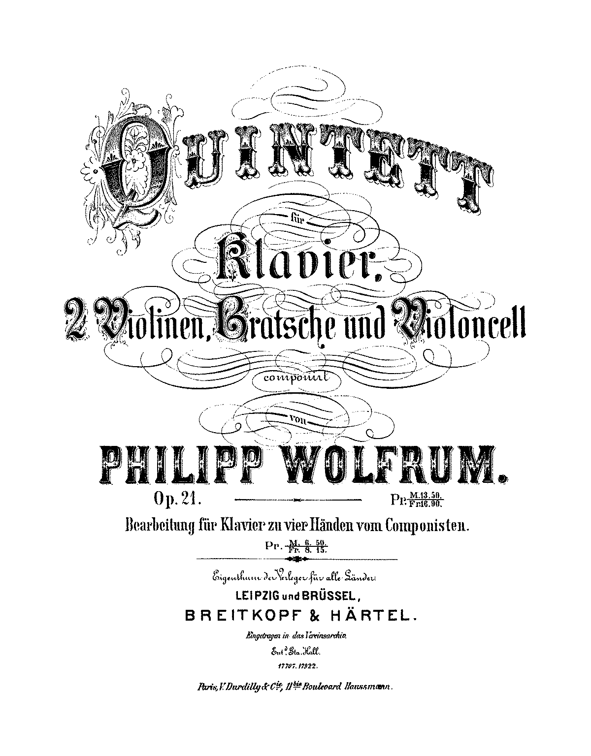 Piano Quintet, Op.21 (Wolfrum, Philipp) - IMSLP: Free Sheet Music PDF ...