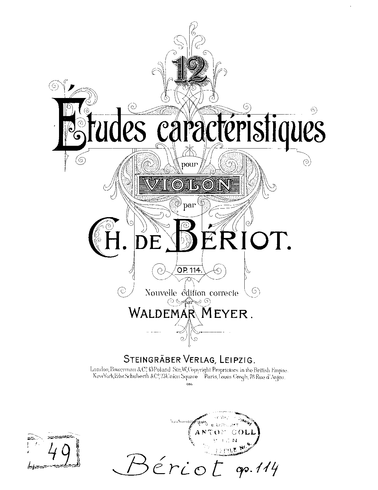 12 Etudes Caractéristiques, Op.114 (Bériot, CharlesAuguste de) IMSLP
