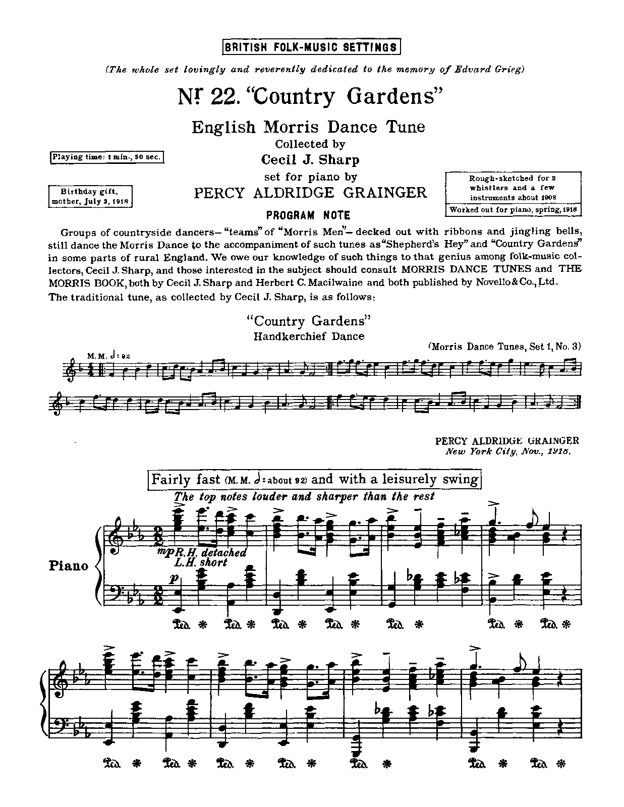 Country Gardens Grainger Percy Imslp Petrucci Library Scoresparts 3