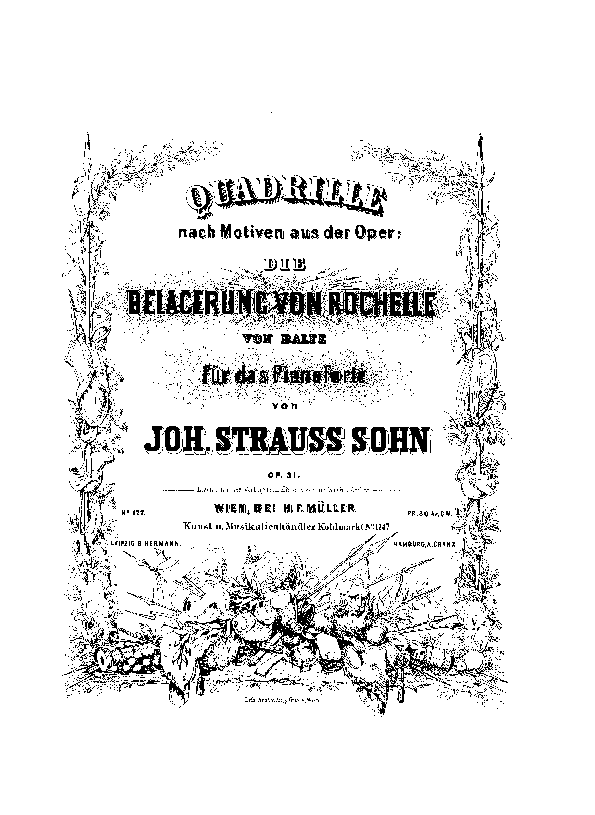 Quadrille nach ''Die Belagerung von Rochelle'', Op.31