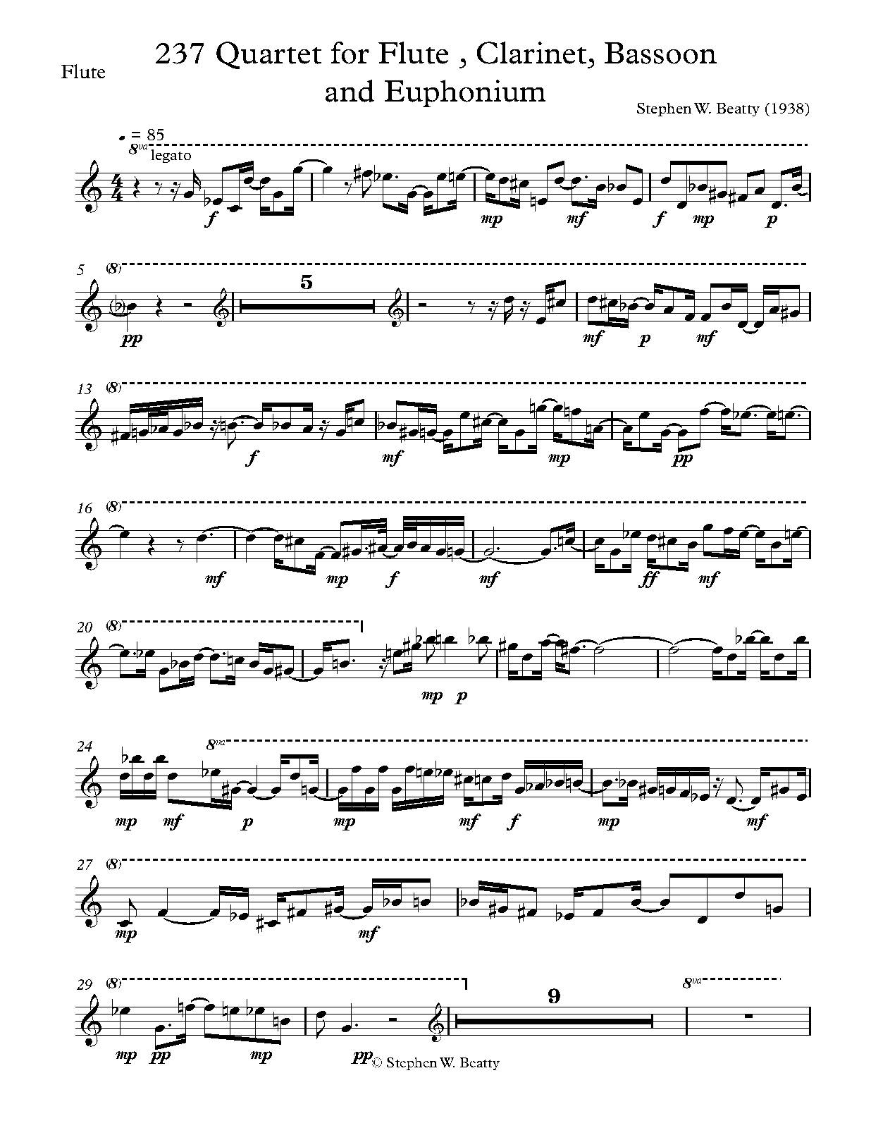 Quartet for Flute, Bassoon and Euphonium, Op.237 (Beatty