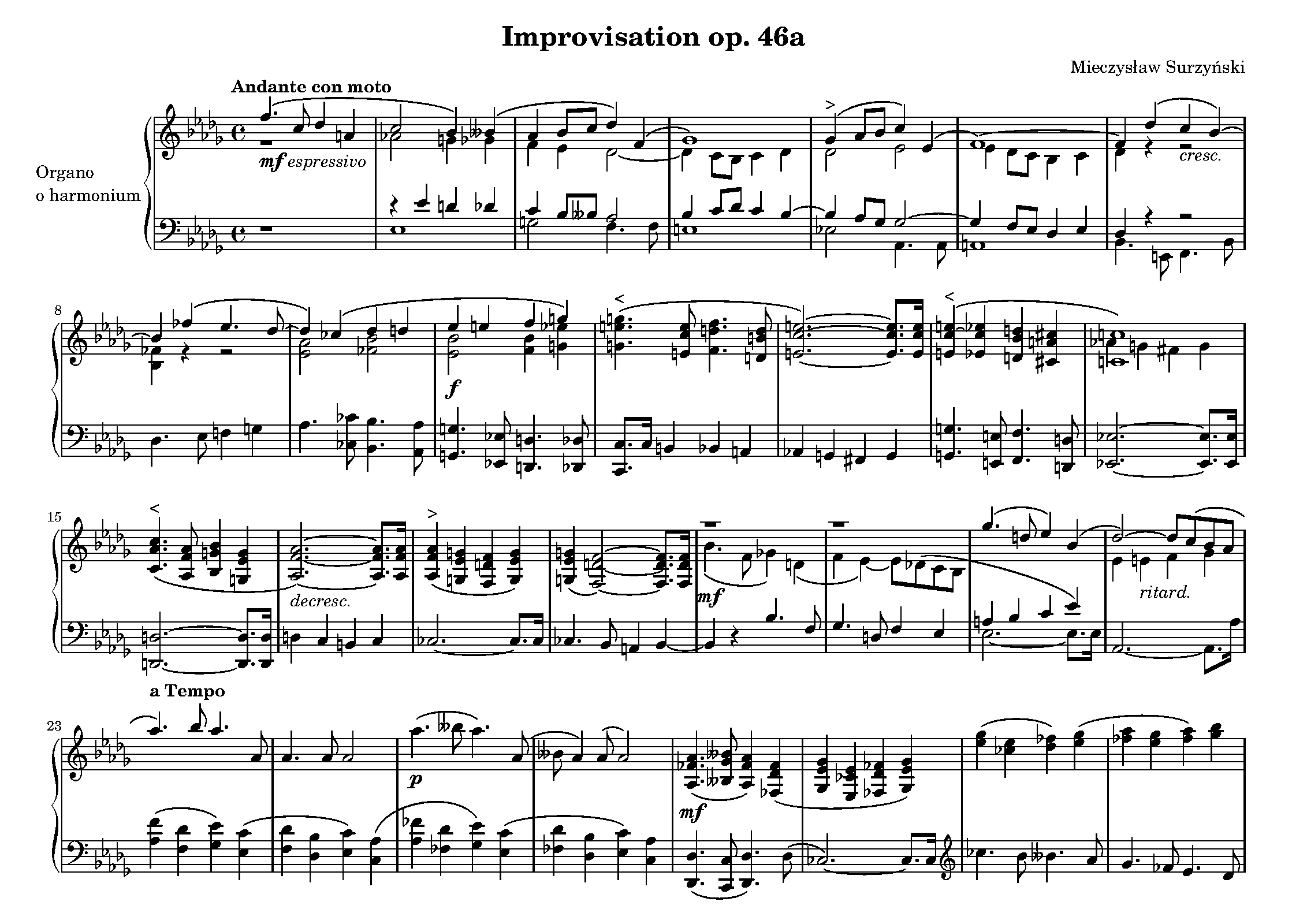 Hiszpański Companeros Sprawdzian Z 8 Rozdziału Improvisation, Op.46a (Surzyński, Mieczysław) - IMSLP