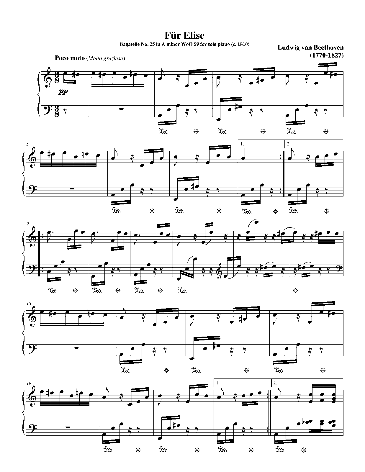 Fur Elise Piano Sheet Easy Pdf