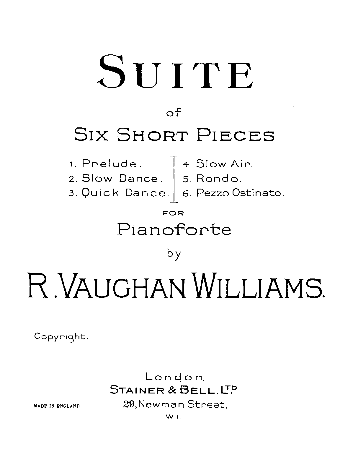 Suite of 6 Short Pieces