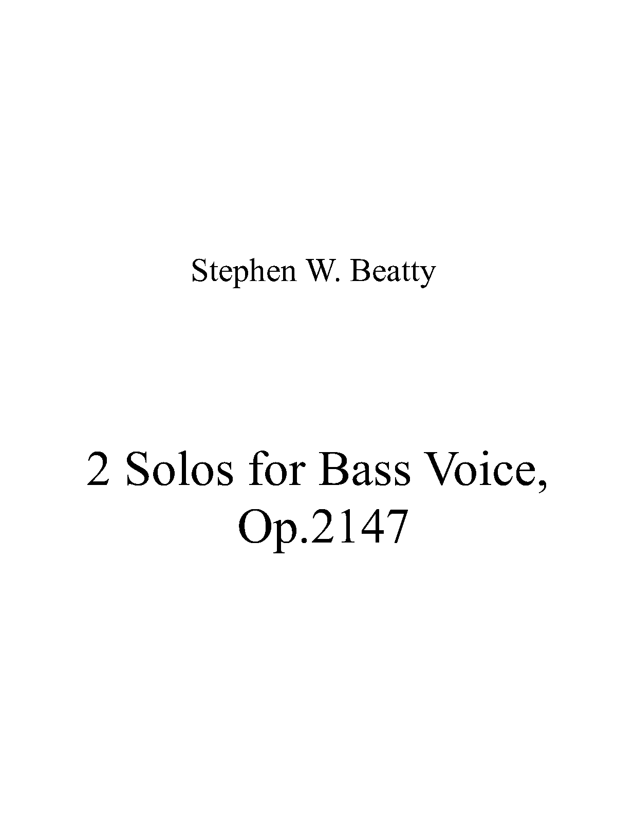 2 Solos for Bass Voice