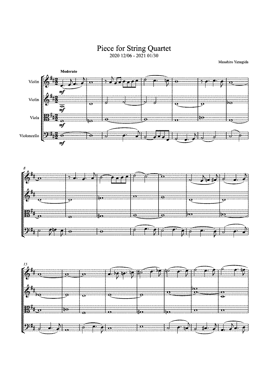 Piece for String Quartet No.1 (Yanagida, Masahiro) - IMSLP