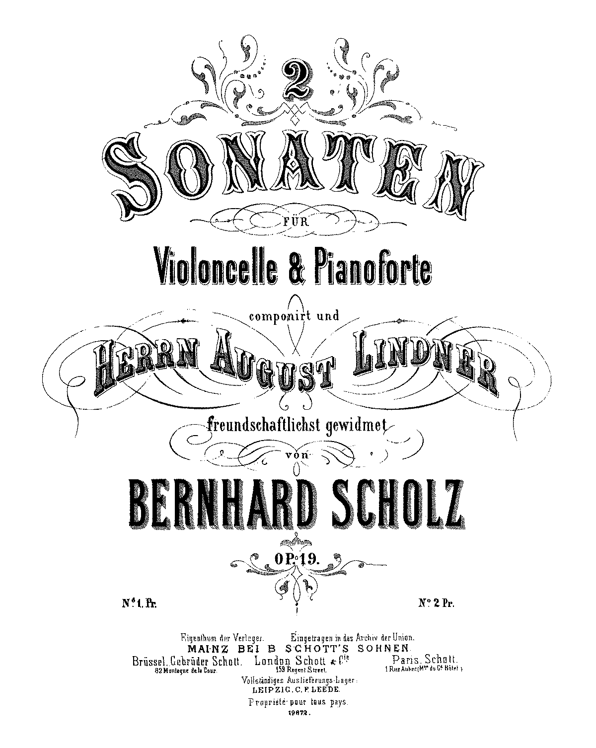 2 Cello Sonatas, Op.19 (Scholz, Bernhard) - IMSLP