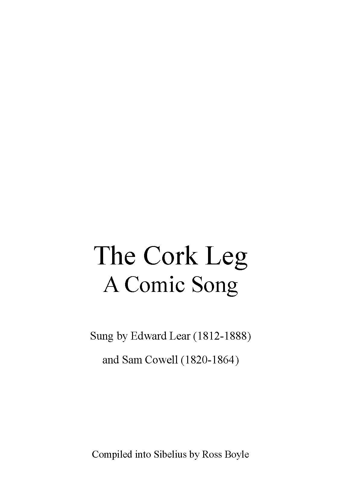 The Cork Leg (Hudson, Thomas) IMSLP Free Sheet Music PDF Download