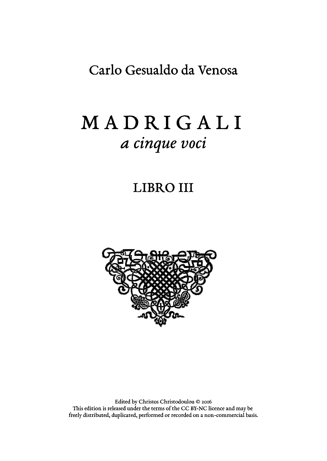 Madrigals, Libro 3 (Gesualdo, Carlo) - IMSLP