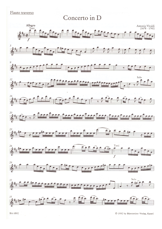 Concerto for Flute, Strings and Basso continuo in D major, RV 783