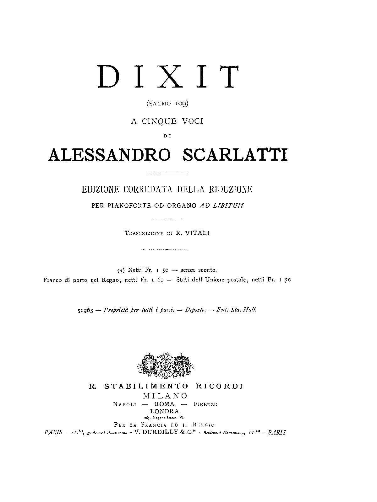 Dixit Dominus (Scarlatti, Alessandro) IMSLP