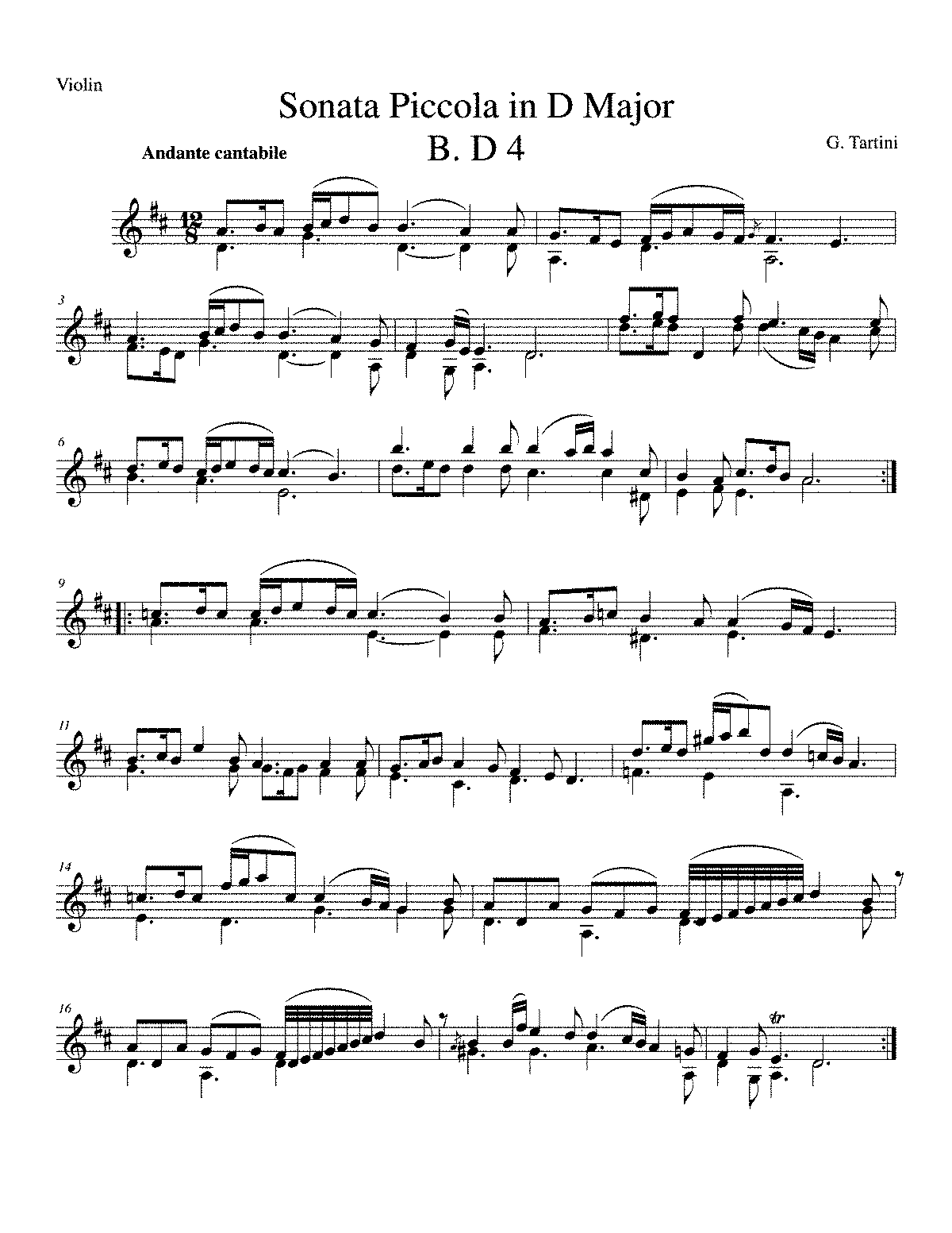 Violin Sonata in D major, GT 2.D04 (Tartini, Giuseppe) - IMSLP