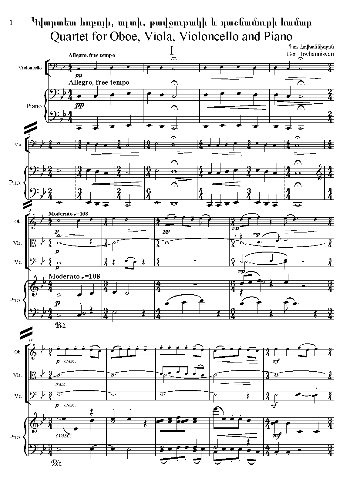 Oboe Quartet, Op.2 (Hovhannisyan, Gor) IMSLP