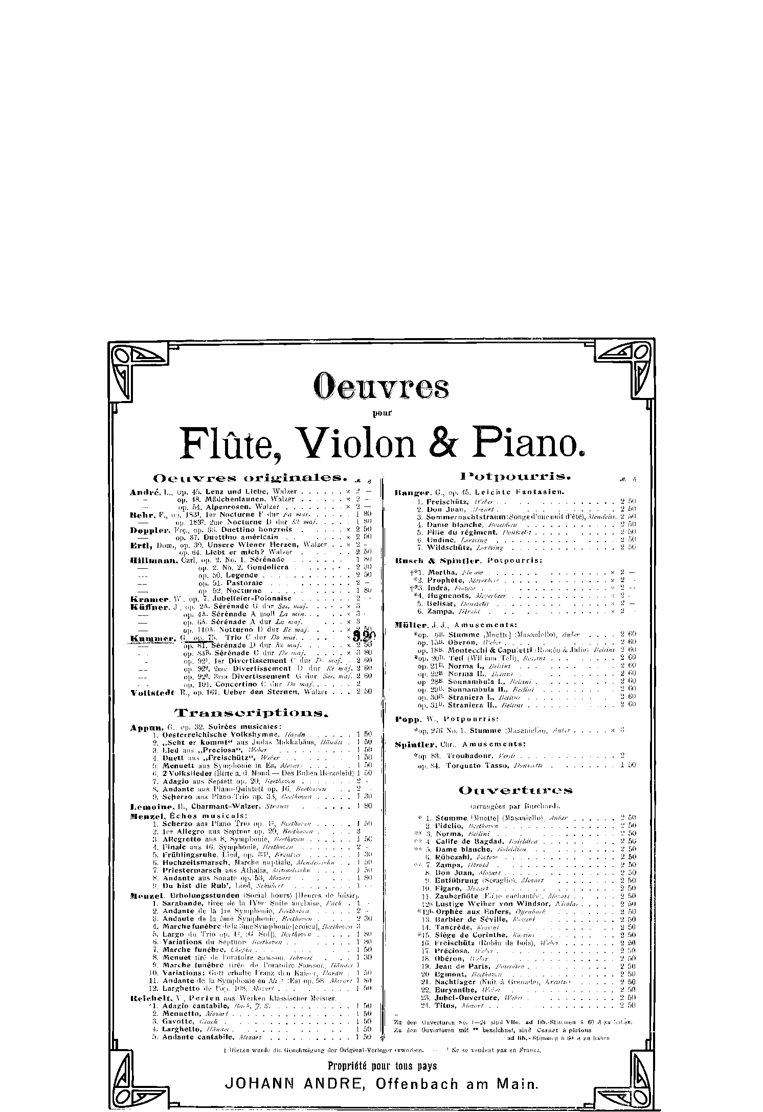 Trio for Piano, Flute and Violin, Op.75 (Kummer, Kaspar) IMSLP Free