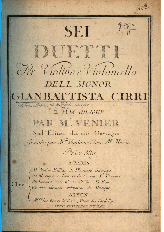 6 Duos for Violin and Cello (Cirri, Giovanni Battista) IMSLP