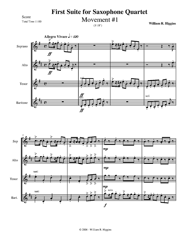 First Suite for Saxophone Quartet (Higgins, William R.) IMSLP