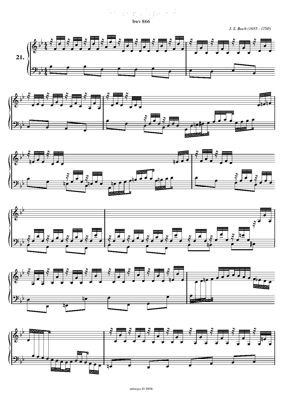 prelude and fugue in b flat major sheet music