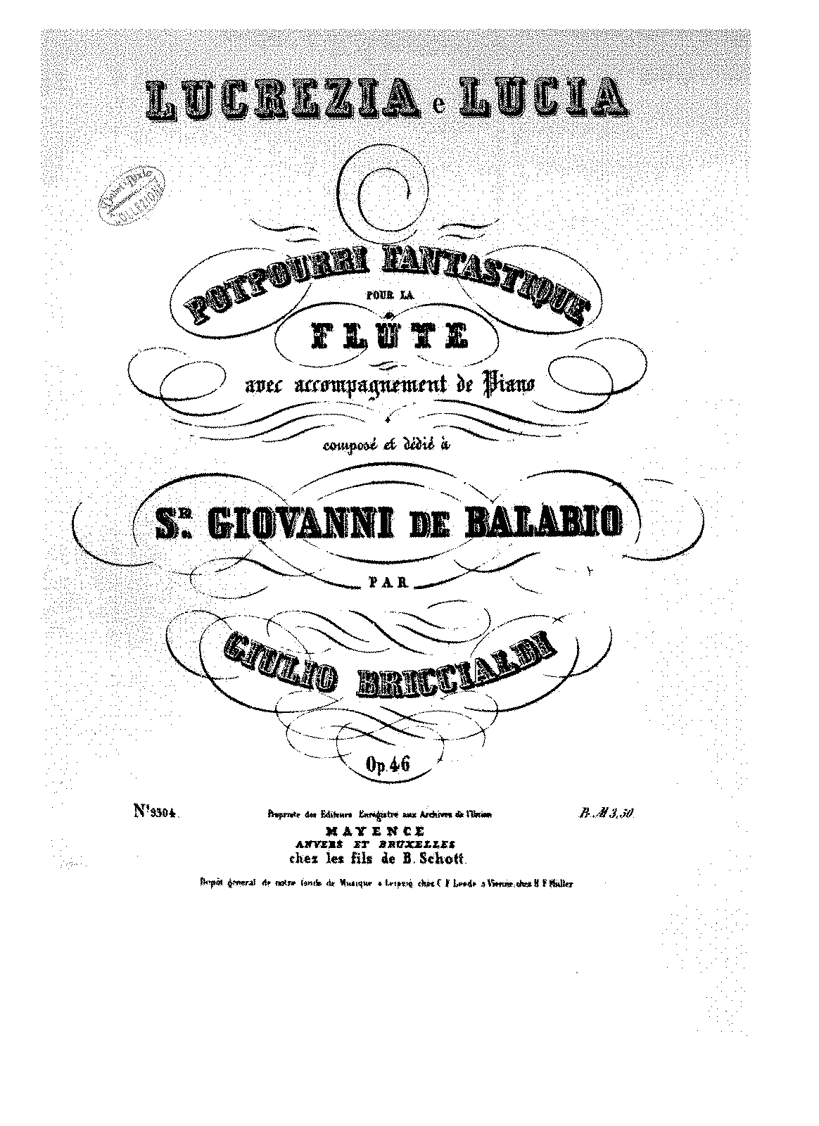 Lucrezia e Lucia, Op.46 (Briccialdi, Giulio) - IMSLP
