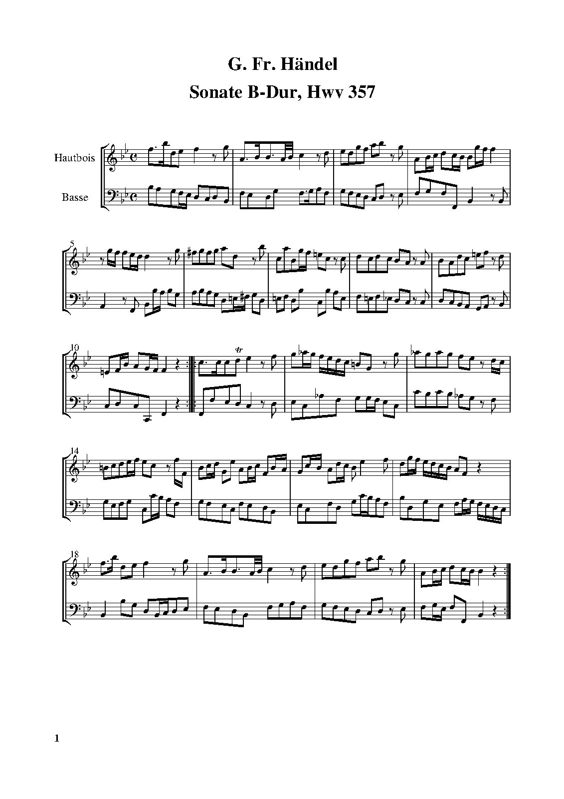 Oboe Sonata in Bflat major, HWV 357 (Handel, Frideric) IMSLP