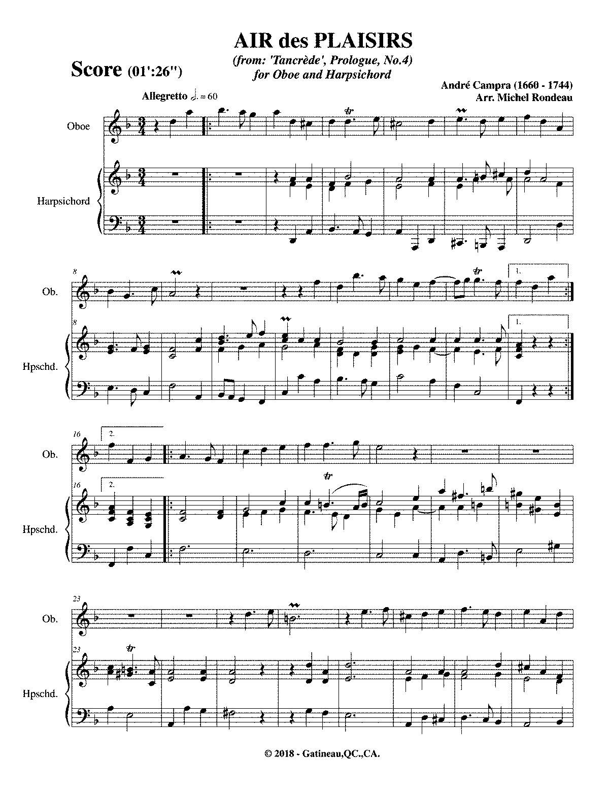 Tancrède (Campra, André) - IMSLP: Free Sheet Music PDF Download