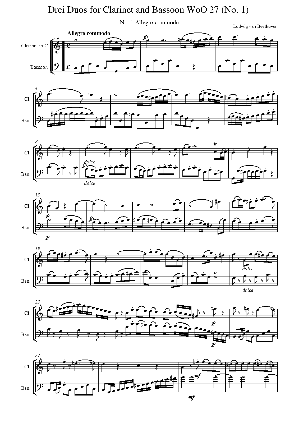 3 Duets for and Bassoon, WoO 27 (Beethoven, Ludwig van