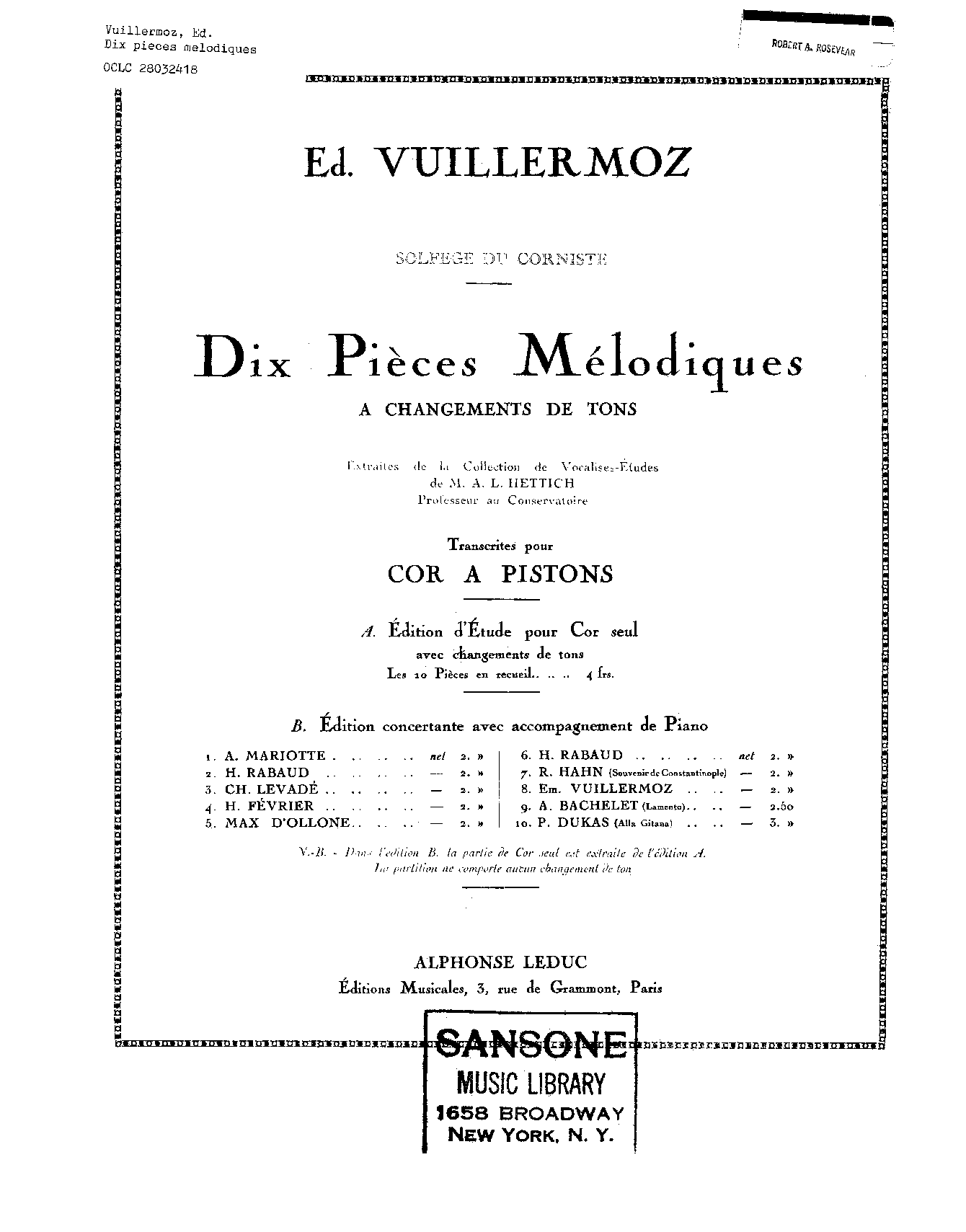 Dix pièces mélodiques à changement de tons