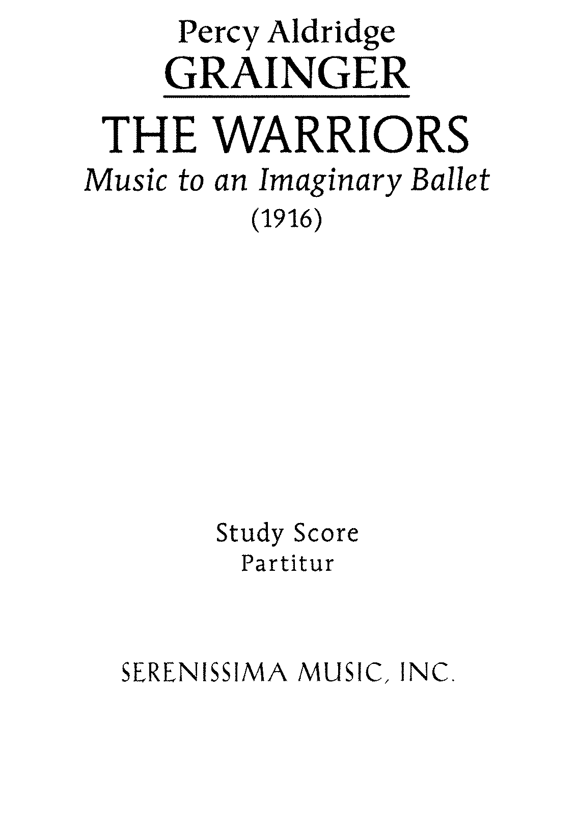 The Warriors (Grainger, Percy) - IMSLP: Free Sheet Music PDF Download