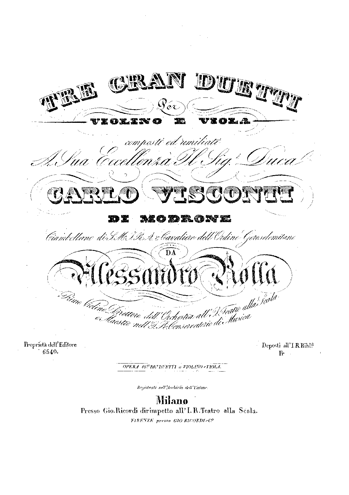 3 Grand Duos for Violin and Viola