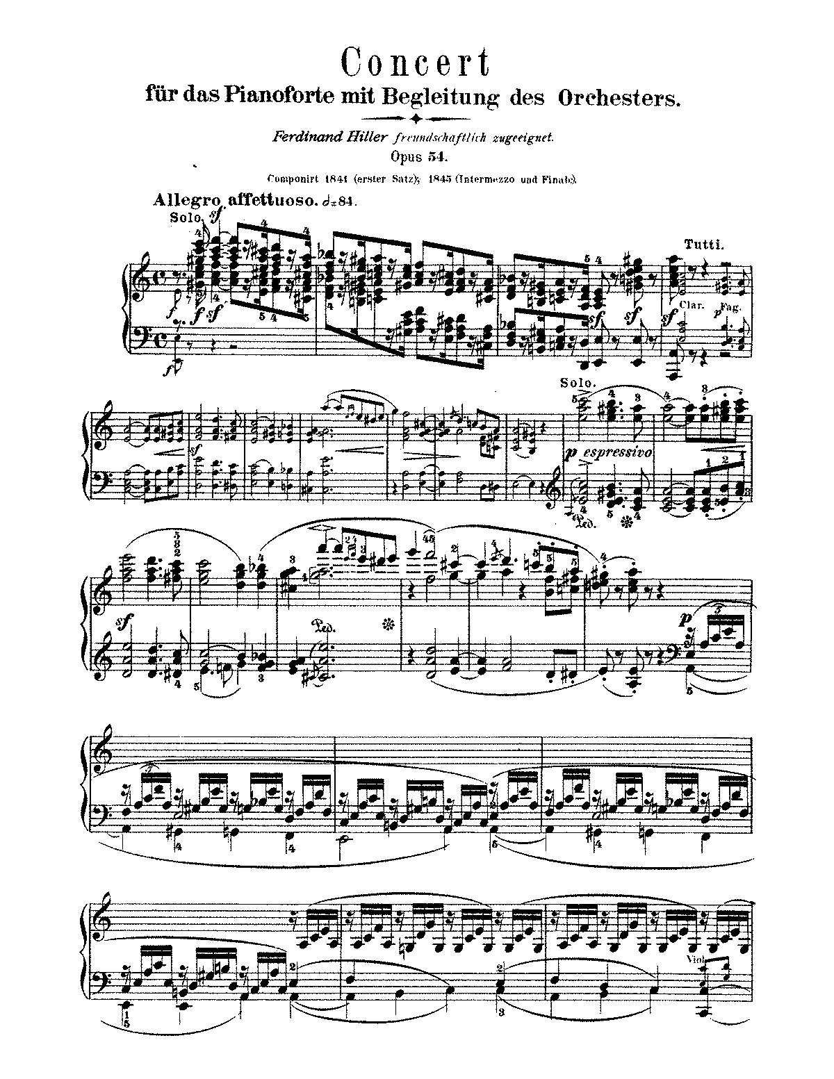 Piano Concerto, Op.54 (Schumann, Robert) - IMSLP: Free Sheet Music PDF ...