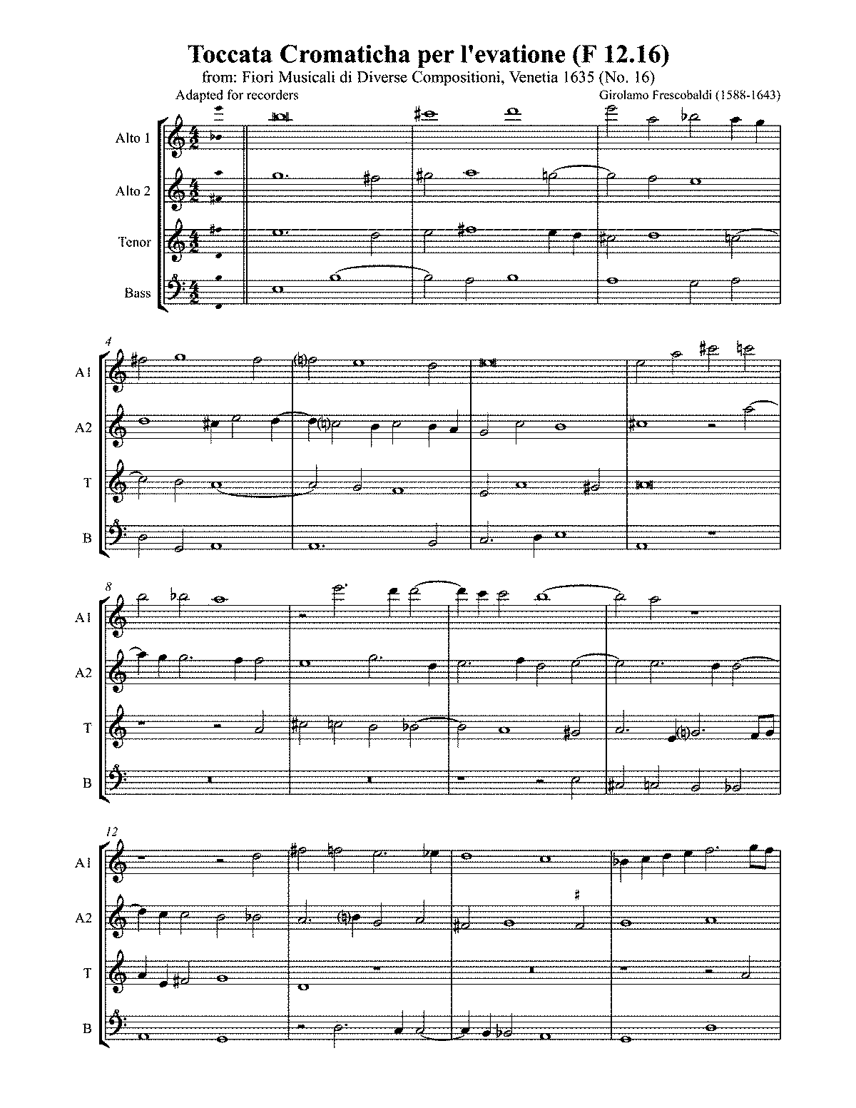 Toccata cromaticha per l'elevatione, F 12.16 (Frescobaldi, Girolamo ...