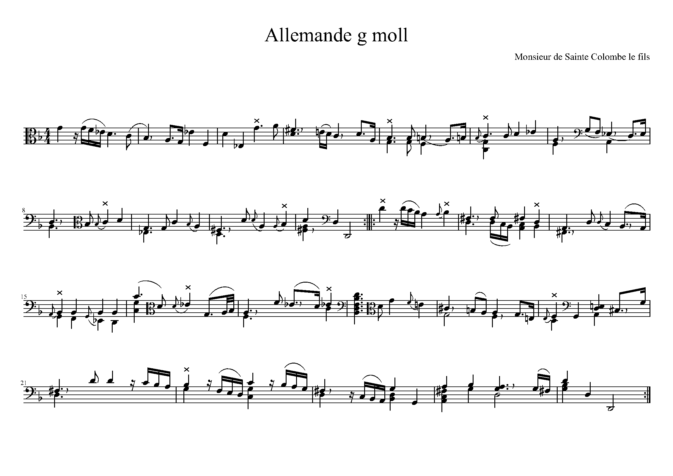 Suite in G minor (Monsieur de SainteColombe le Fils) IMSLP Free