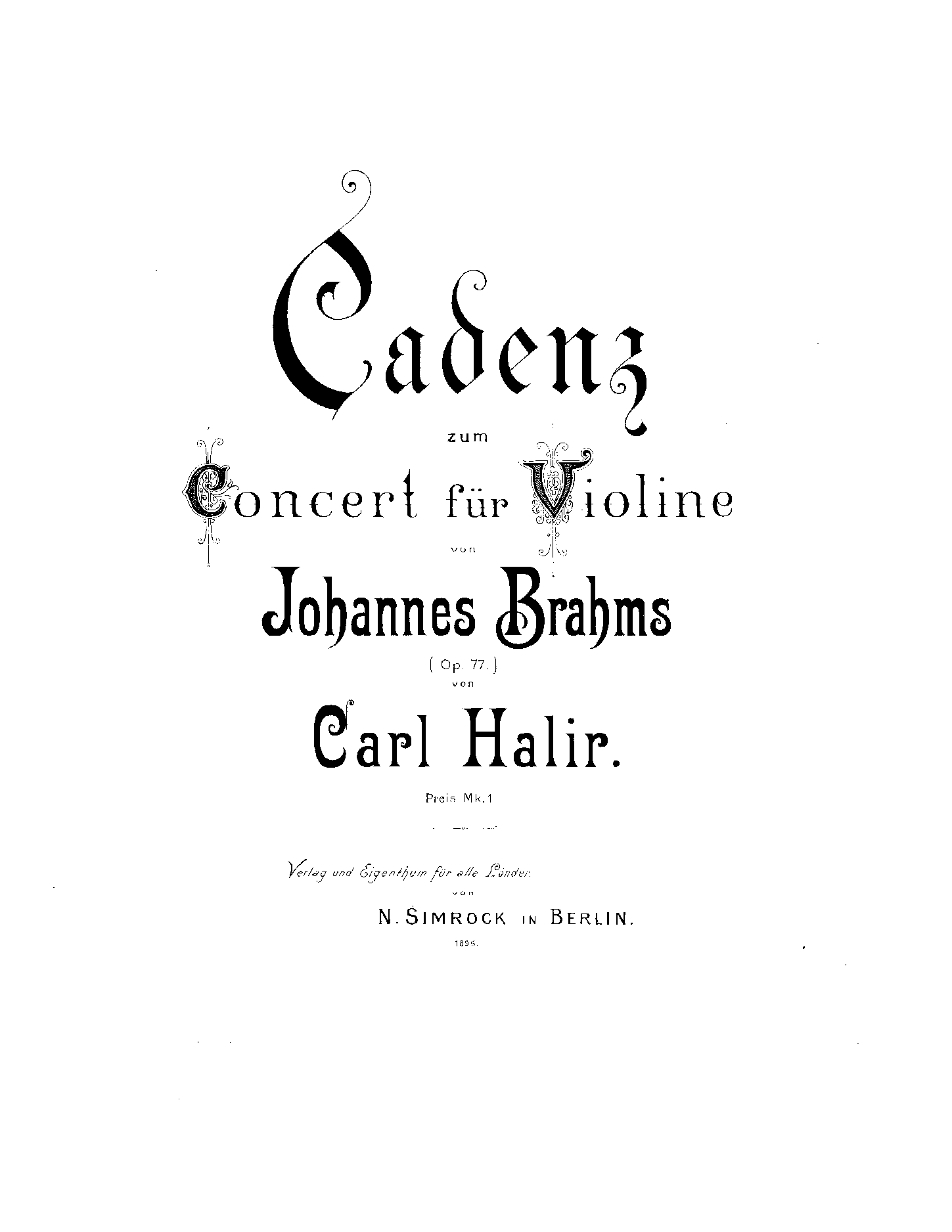 Violin Concerto, Op.77 (Brahms, Johannes) IMSLP Free Sheet Music PDF