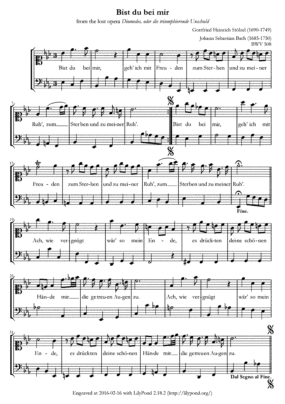 Bist du bei mir, BWV 508 (Bach, Johann Sebastian) - IMSLP: Free Sheet