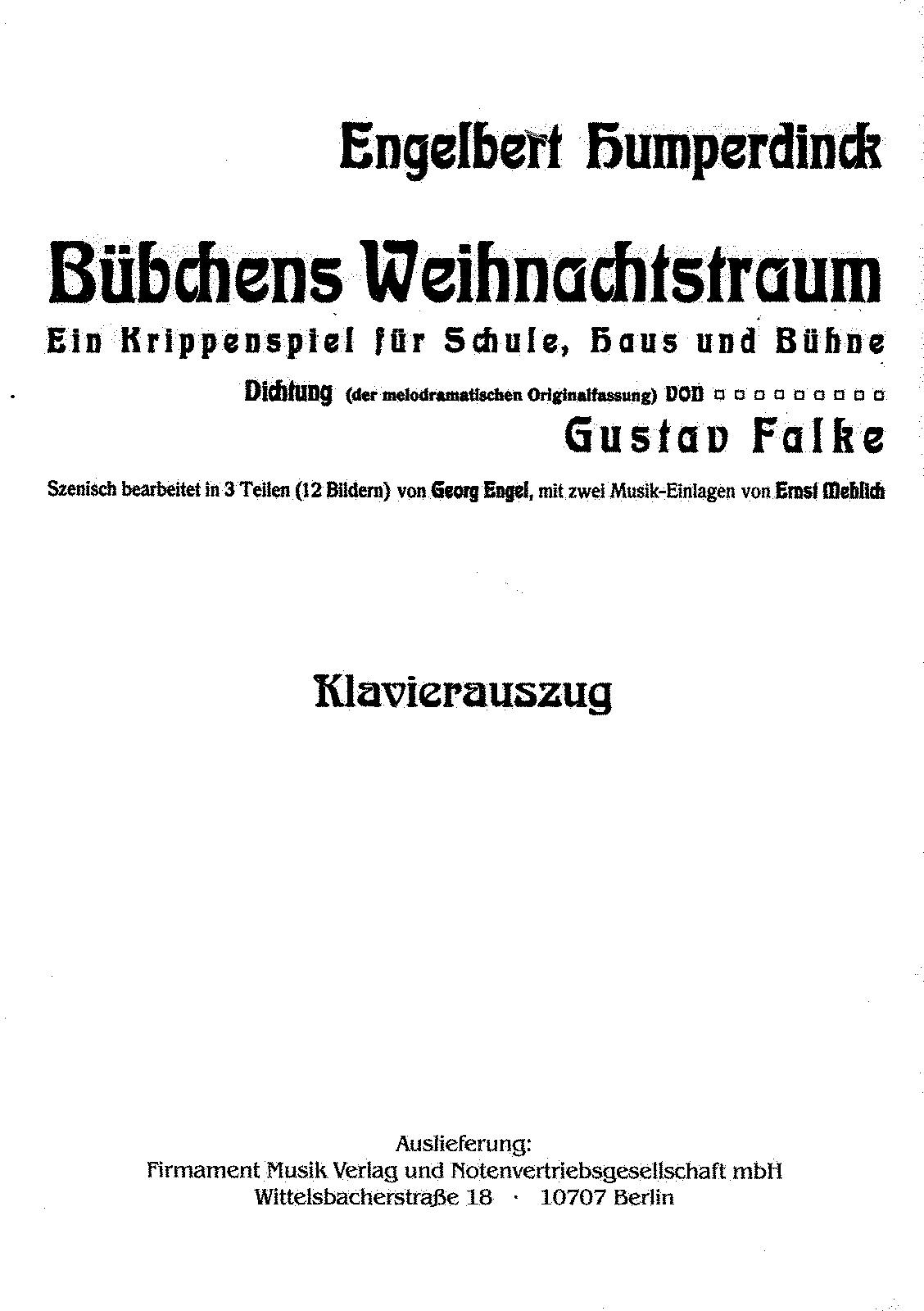 Bübchens Weihnachtstraum (Humperdinck, Engelbert) - IMSLP